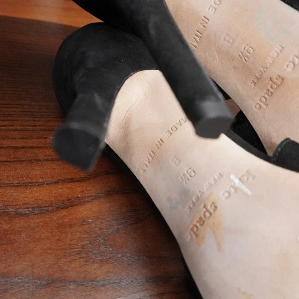Kate Spade T Strap Sandals Women's 9.5B Black Suede Strappy Stiletto Heels Shoes